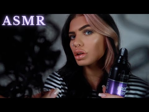 ASMR Styling Your Curly Hair In Class 🌀 (water spray & mousse sounds, personal attention roleplay)