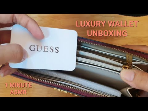 1 Minute ASMR | GUESS Luxury Wallet Unboxing | Tapping, Scratching, and Crinkles | Birthday Gift! 🥰