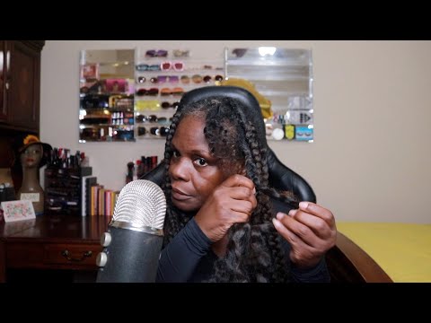 Taking out Old Braids ASMR Trident Chewing Gum & Hair Sounds