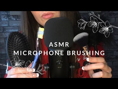 ASMR BRUSHING THE MIC WITH DIFFERENT BRUSHES (Mouth sounds)