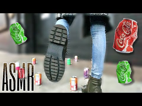 ASMR Crushing 💜 Soda Cans in Combat Boots! 🥾