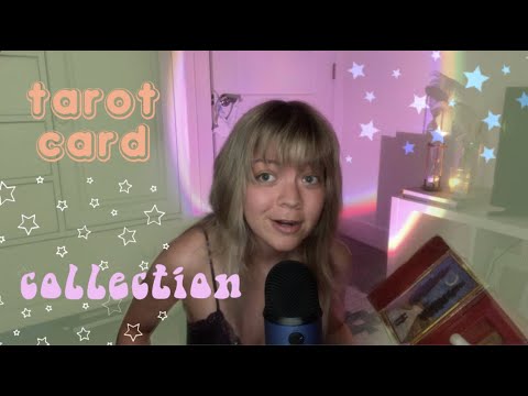 ASMR tarot card collection 💚box sounds, card tapping + show & tell {spirituality divination tools}