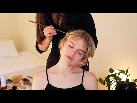 ASMR scalp check and massage on Maggie (whisper, real person)