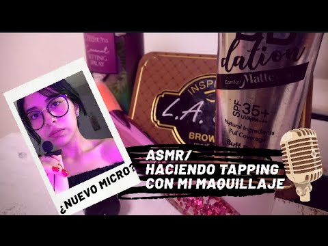 ASMR/ ¿nuevo micrófono? 🎤 / Tapping con mi maquillaje/ ASMR en español/ Andrea ASMR 🦋
