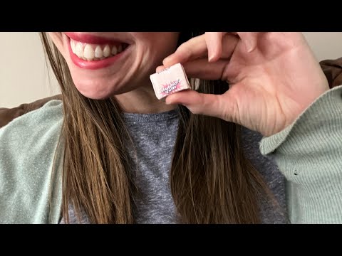 ASMR - Soft Spoken Gum Chewing - Hair Play/Tapping/Scratching on Different Surfaces