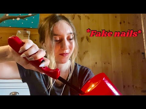 ASMR Tapping With Fake Nails (w/ timestamps)