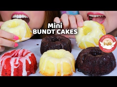 ASMR Mini BUNDT CAKES (Chocolate, Red Velvet, Lemon, Key Lime) *Soft eating sounds* | Kim&Liz ASMR