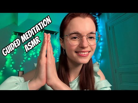 ASMR - Guided Meditation (Soft Spoken, Whispering, Waterfall sounds, Camera touching)
