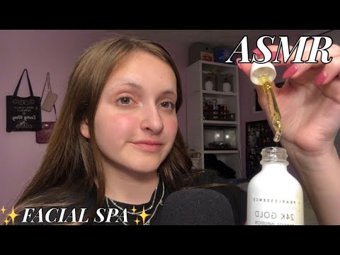 ASMR Spa Facial Treatment Roleplay (w/ fire crackling and mouth sounds)