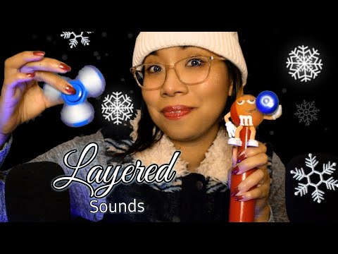 ASMR: FAST LAYERED SOUNDS (Fidget spinner, Fan, ECHOED MOUTH SOUNDS, Whispering) ❄️✨  [Binaural]