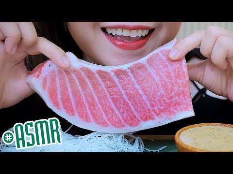 ASMR RAW Fatty Bluefin Tuna (OTORO SASHIMI) SAVAGE EXTREME EATING SOUNDS | LINH-ASMR