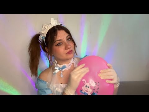 ASMR | Kitty The Maid Cleaning Balloons With Different Gloves And Apron | Squeaky Sounds ♥️