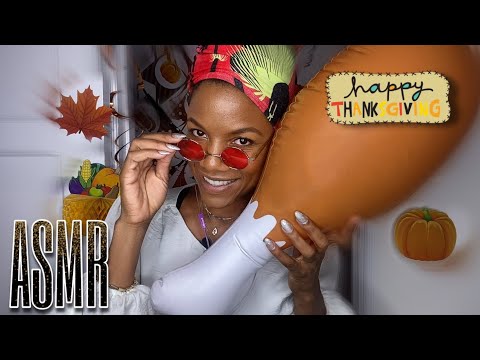ASMR 💜 Part 1- Our Inflatables Mukbang Thanksgiving Feast! 🍗🍗 {In a tight space}