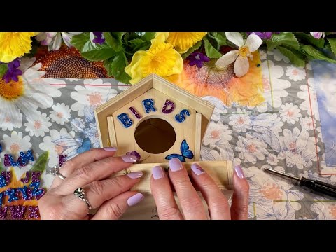 Building a Birdhouse! (No talking version) Wood sounds~Tinkering~Plastic crinkles & stickers~ASMR