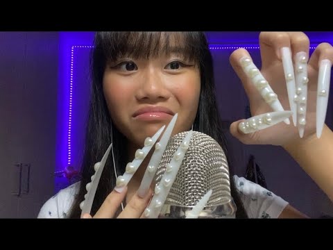 Trying ASMR with extra long nails♡