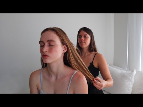 ASMR tingly hair play, tracing & cbd oil massage on Madison Lintz 🕊