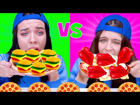 Pizza Challenge Candy VS Real Food | Mukbang By LiLiBu