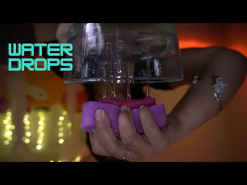 ASMR | Water drop sounds on glass for sleep. 💤( water drops, soft sponge, glass bowl)