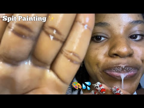 ASMR| CLOSEUP MESSY SPIT PAINTING! Personal Attention, Gargling & Mouth Sounds 💥