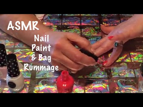 ASMR Nail polish rummage & nail painting (No talking) Very mellow sound