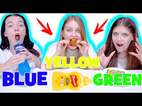 ASMR Eating Blue, Purple, Orange, Yellow Mukbang Food