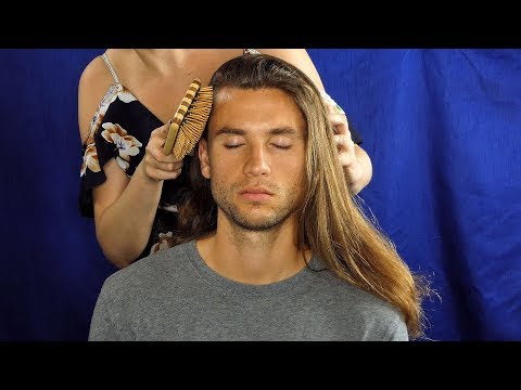 Gently Brushing His Stress Away! ASMR Hair Brushing and Scalp Massage