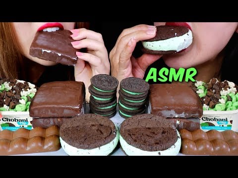 ASMR MINT CHOCOLATE PARTY (ICE CREAM BARS, OREOS, BUBBLY CHOCOLATE) 아이스크림 리얼사운드 먹방 | Kim&Liz ASMR