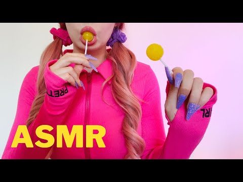 ASMR Lollipop Eating Sounds | eating 2 lollipops at the same time