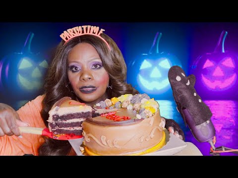 Chocolate Triple Butter Cream Cake ASMR Eating Sounds Seven Years