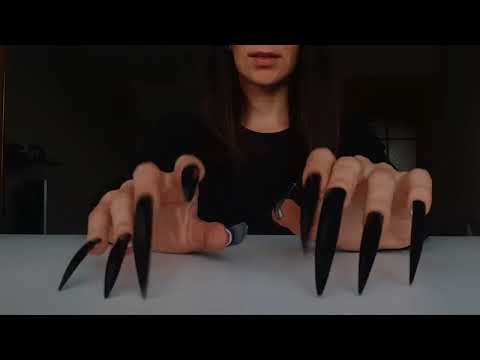 asmr table tapping Extra Long black Nails