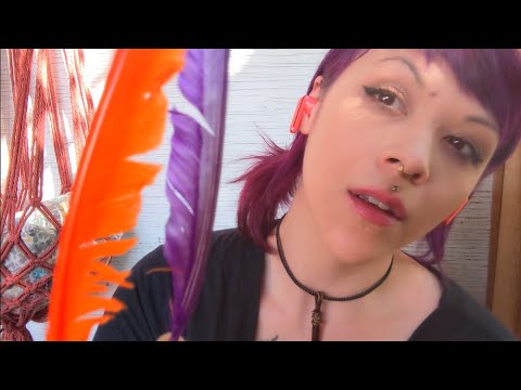 (( ASMR )) colorful feathers all over your face ft. screaming children - VERY RELAXING