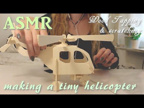 ASMR Diy Wooden Helicopter - wood scratching & tapping, soft whispering