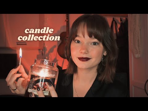 ASMR my candle collection (with crackling fire sounds)