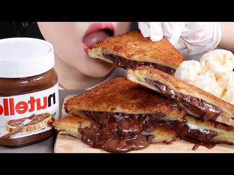 ASMR 누텔라 찹쌀떡 식빵튀김 먹방 | Fried Nutella Chapssaltteok Sandwich | Eating Sounds Mukbang