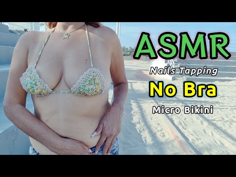 ASMR No Bra - Micro lingerie bikini (asmr nails tapping)
