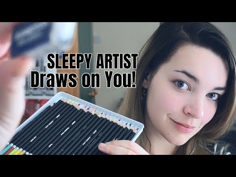 ASMR A Sleepy Artist Draws on You! Pencil Scratching, Soft Spoken, Camera Lens Brushing [Binaural]