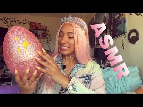 ASMR GIANT Sparkly Easter Egg! ✨🥚 Soft Spoken, Crinkly, Tapping, & Bubblegum Chewing