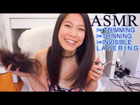 ✂ ASMR Haircut Tutorial ~ Trimming - Thinning - Invisible Layers *Whispered VOICEOVER* ✂