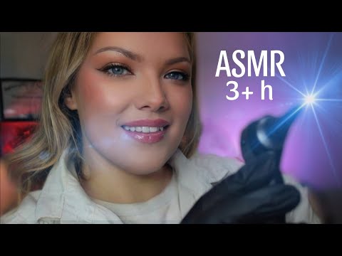 ASMR 3h Otoscope Inspection, Ear to Ear *SUPER Up Close* Whispers + Inaudible / Unintelligible