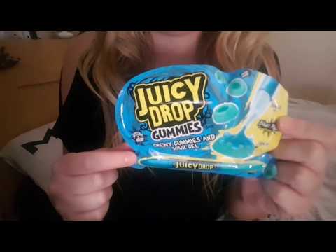 ASMR Whisper Eating Sounds | Juicy Drop Sweet Gummies Chew and Review ♡ Asmrdidibandy ♡
