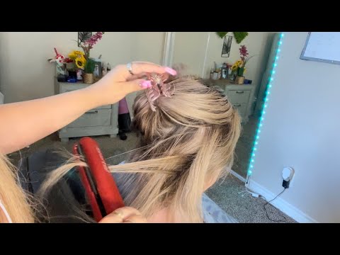 ASMR Hair Straightening (Hair play, Brushing sounds) ✨