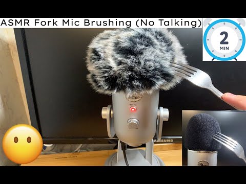 ASMR 2 Minute Fork Brushing on Two Different Mic Covers (No Talking)