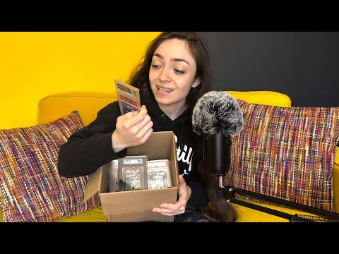 ASMR Clueless Whispering Girl Shows You her Graded Sports Card Slab Collection for Relaxation