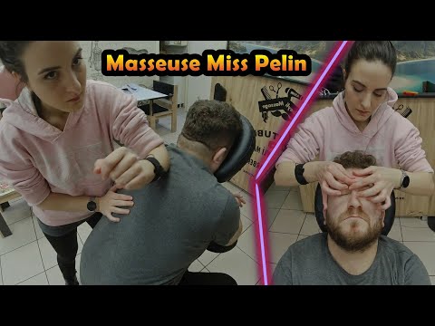 ASMR Masseuse Miss Pelin & Female Back, Head, Arm, Palm, Face, Eyebrow, Elbow massage & bayan masajı
