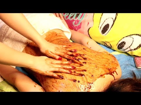 ASMR Relaxing Back Massage with Chocolate Scrub