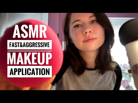 ASMR~⚠️INTENSE Fast And Aggressive Makeup Application (with gum chewing!✨)