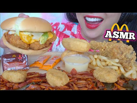 ASMR McDonald's FEAST *FRIED CHICKEN + CHICKEN BURGER + DESSERT (EATING SOUND) NO TALKING | SAS-ASMR