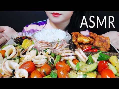 ASMR COOKING SWEET AND SOUR STIR FRIED SQUID AND VIETNAMESE SAUSAGE WITH RICE | LINH-ASMR mukbang 먹방