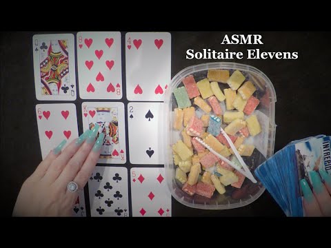 ASMR Eating Gummy Candy & Playing Solitaire Elevens | Whispered