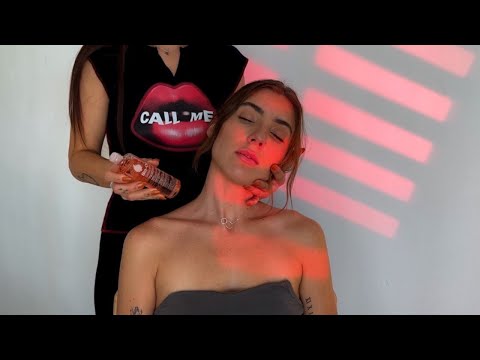ASMR my roommate literally fell asleep during this ☁️💞 (oil massage on Haley)